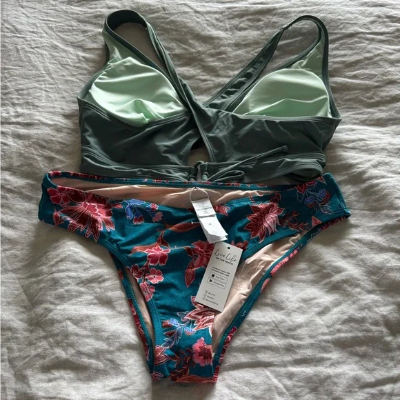 Cupshe Olive and Floral Bikini Set - Picture 2 of 6